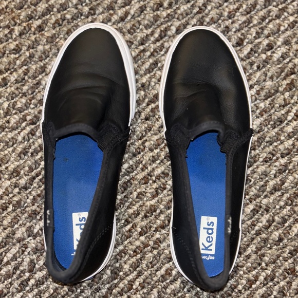 Keds Women's Black Double Decker Leather Slip On Sneaker Size 8 - Picture 1 of 7